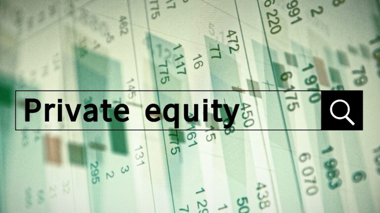 Private equity written in search bar with the financial data visible in the background
