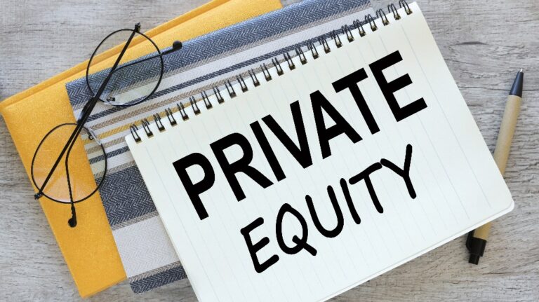 open notebook with text Private equity text